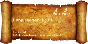 Langhammer Lili névjegykártya